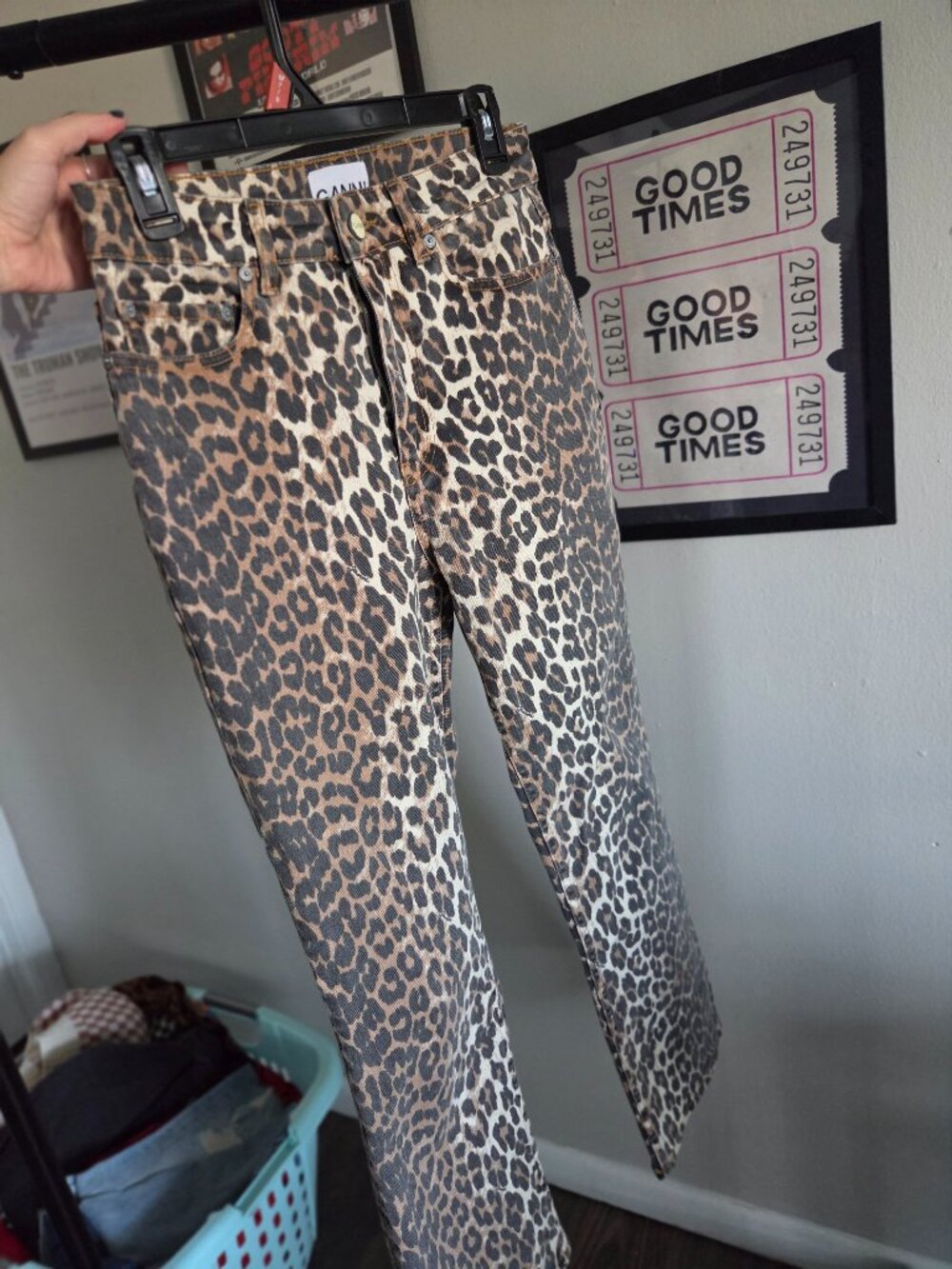 Ganni leopard print jeans